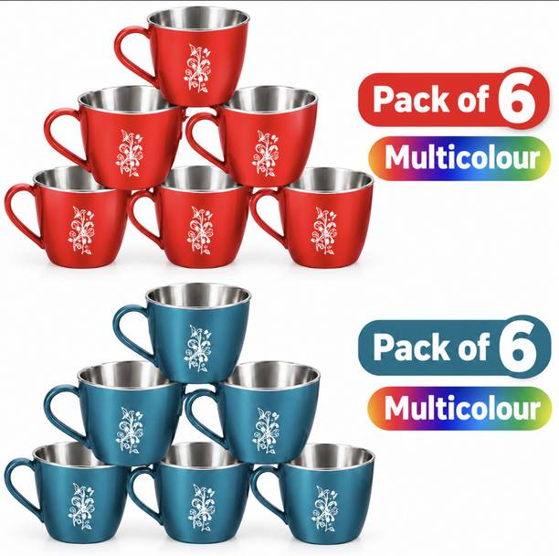 Buddy Pack of 6 Stainless Steel Stainless Steel Tea Cup Set - 6 Pieces
