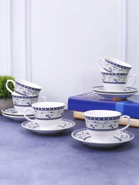 UPC Cup & Saucer Set of 6 - Carpet Series बोन चाइना