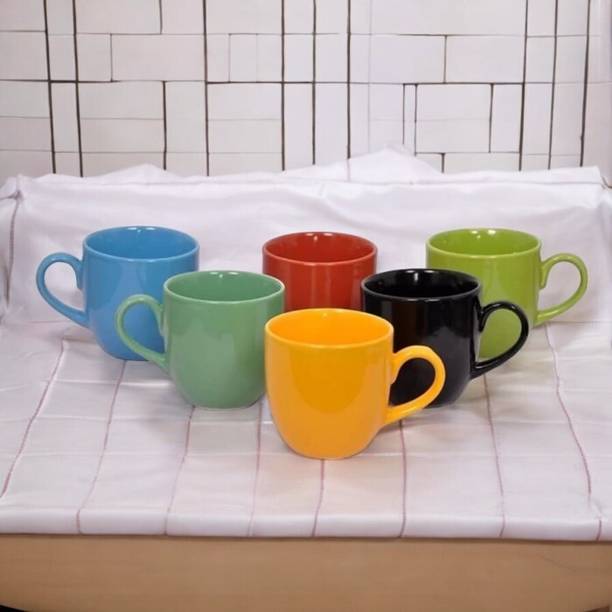OriginalCeramics Pack of 6 Ceramic 44 Ceramic Mat/Glossy Finish Tea and Coffee Cups with 150 ml Set of 6 Pcs