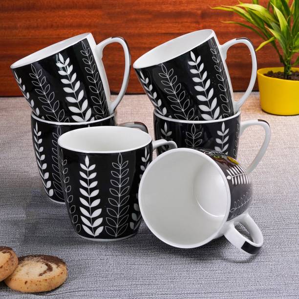 UPC Pack of 6 Bone China Set of 6 Coffee Mugs New Modern Design Fine Bone Ceramics Tableware, Premium Light Tea/Coffee Cups (Set of 6 Mugs in a Box)