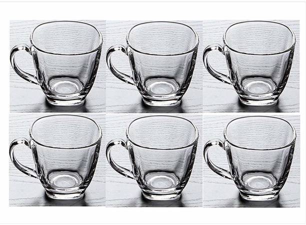 RD Brothers Pack of 6 Glass Pack of 6 Square Glass Transparent Glass Cup Tea & Coffee (Clear)