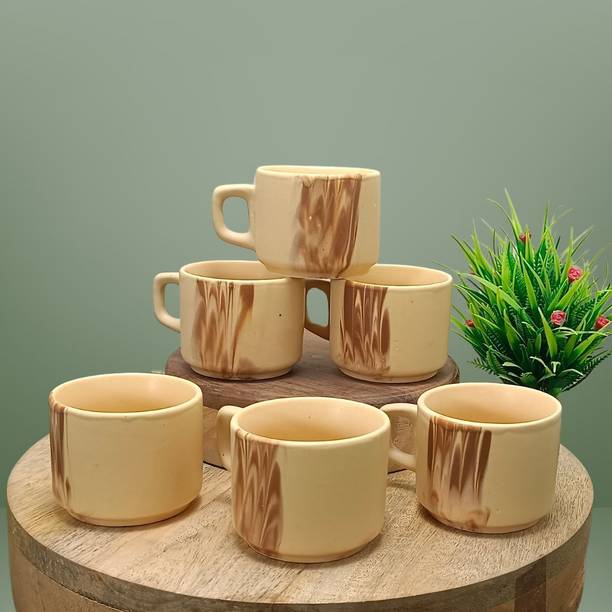 THE INDIA STYLE Pack of 6 Ceramic, Bone China Small Shine Premium Design abstract tea/coffee cups/Mug Set .Small Cup Set