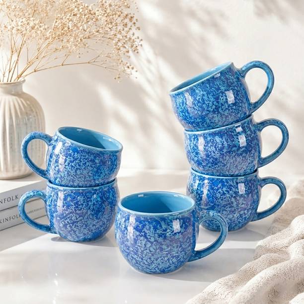 डी'माइओलिका Premium Quality Small Size tea cup set of 6, coffee cups बोन चाइना, सिरेमिक