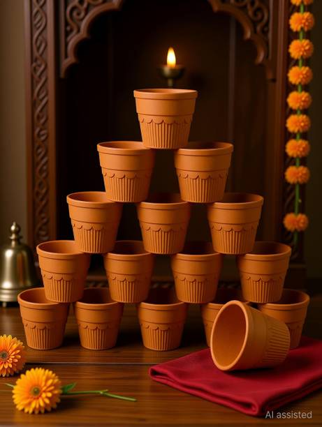 CLAY ROOT Pack of 18 Ceramic New Stylish India Handmade kullad Tea Set | kulhad chai Cups