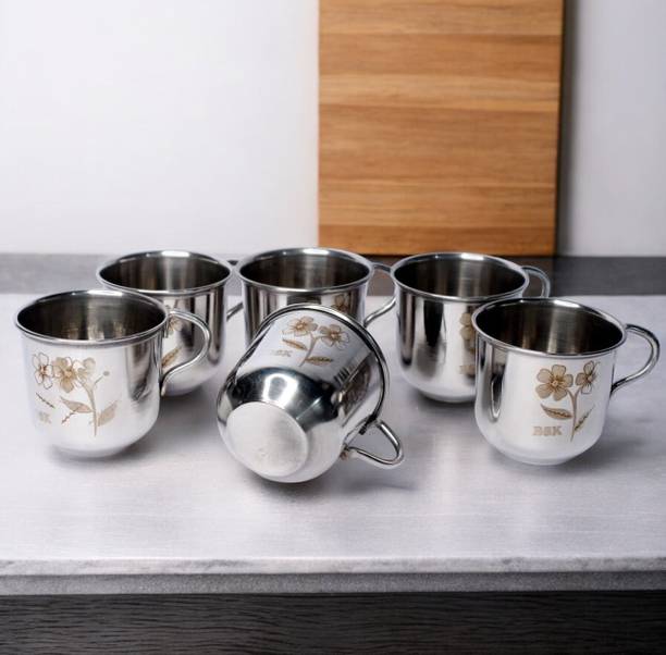 Bluenin Pack of 6 Steel Steel Cup Set 6Pc