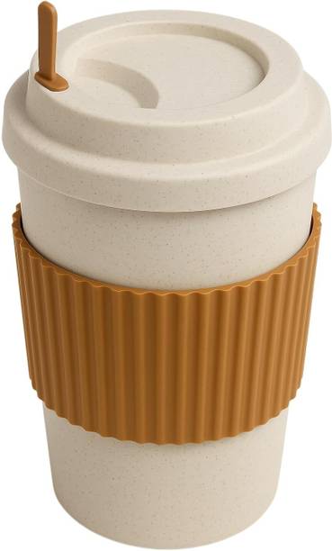 SOKT Coffee Wheat Straw Cup for Tea,Coffee or Milk with Lid & Stirrer, Coffee Cup Plastic Coffee Mug