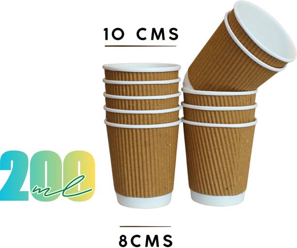 ANJANEY Pack of 25 Paper Disposable Paper Ripple Cup 200ml