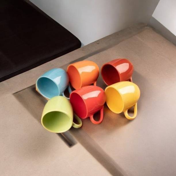 OriginalCeramics Pack of 6 Ceramic 156 Ceramic Mat/Glossy Finish Tea and Coffee Cups with 150 ml Set of 6 Pcs