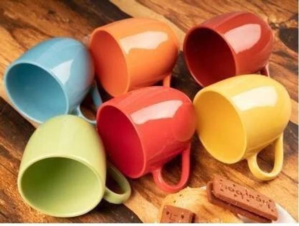 Bhavya Enterprises Pack of 6 Bone China OriginalCeramic Multicolour Tea Cups