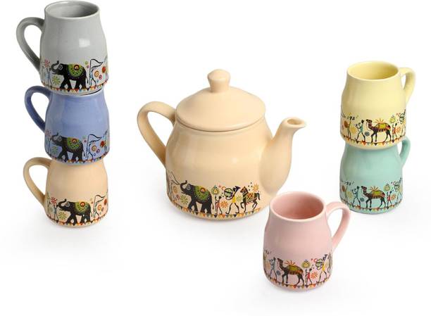 Deedecorwave Pack of 7 Ceramic Premium Ceramic Tea & Coffee Set 7 pcs