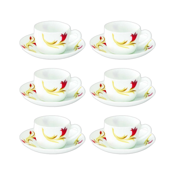 Larah by Borosil Pack of 12 Opalware Larah By Borosil Red Lily
