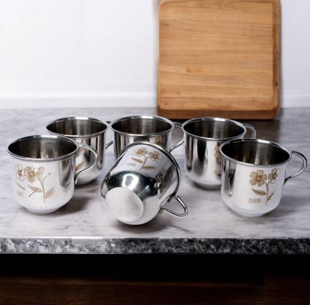 Bluenin Pack of 6 Steel Steel Cup Set 6Pc