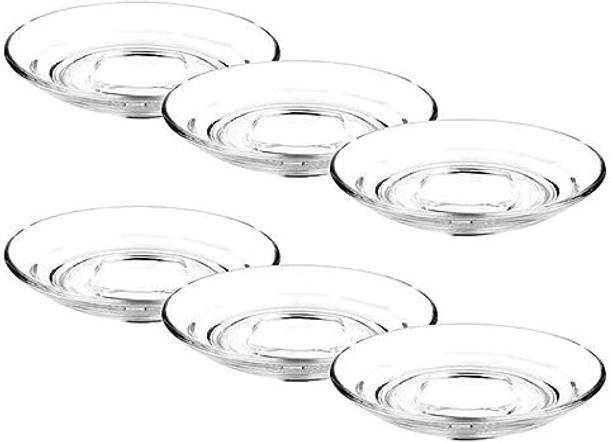 कीत्सी Clear Glass Saucer Set of 6Only Saucers Without Cup काँच