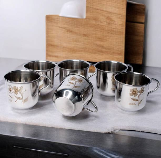Bluenin Pack of 6 Steel Steel Cup Set 6Pc