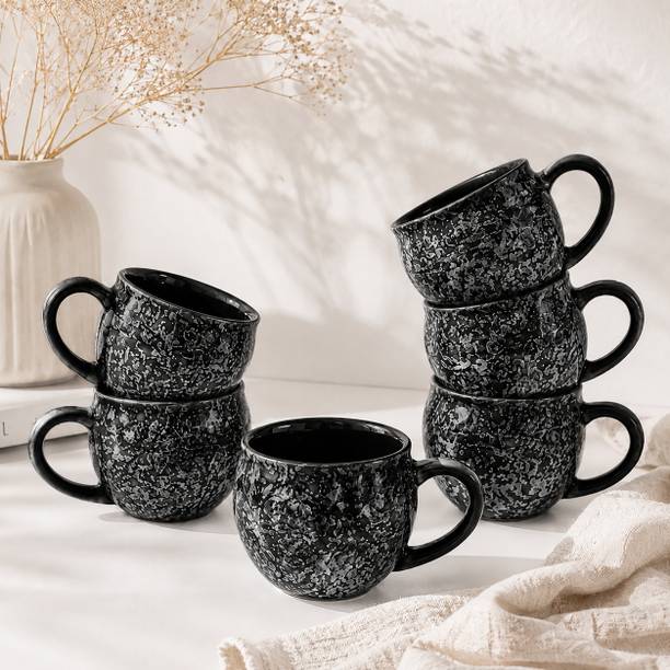 D'Maiolica Pack of 6 Ceramic, Bone China Premium Quality Small Size tea cup set of 6, coffee cups