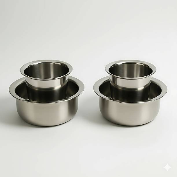 GALOOF Pack of 2 Stainless Steel Stainless Steel Coffee Dabara Set South Indian Filter Coffee Serving Ware