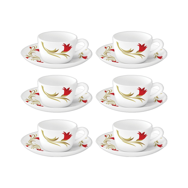 Larah by Borosil Pack of 12 Opalware Red Lily (LH)