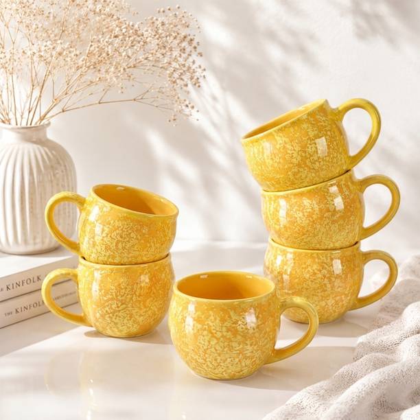 D'Maiolica Pack of 6 Ceramic, Bone China Premium Quality Small Size tea cup, coffee cup set of 6