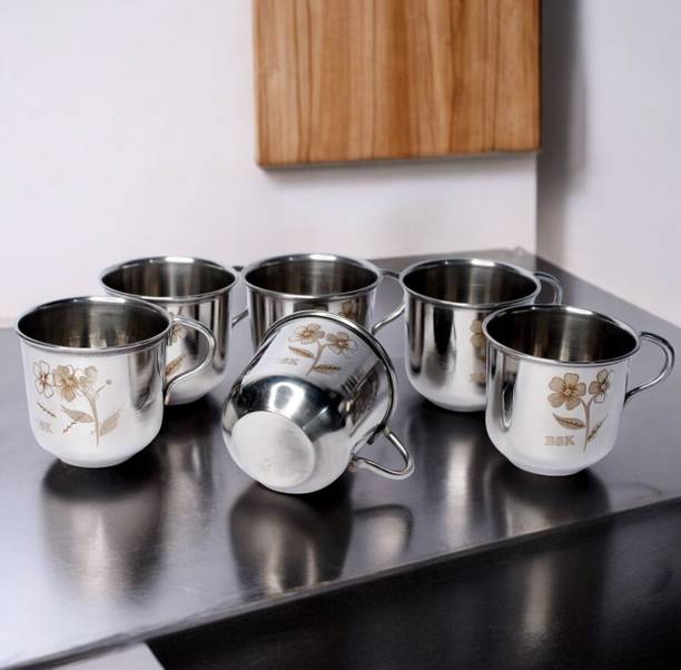 Bluenin Pack of 6 Steel Steel Cup Set 6Pc