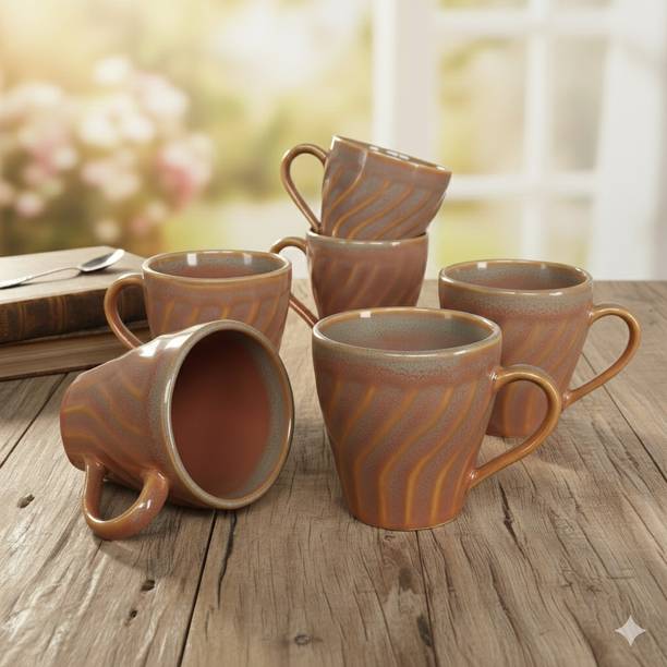 Moon Dust Pack of 6 Bone China Pastel Swirl Pink