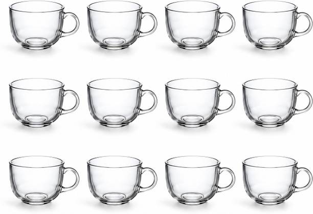 V Bright Pack of 12 Glass Pack of 12 Borosilicate Tea Cup Set for tea/coffee/Green Tea