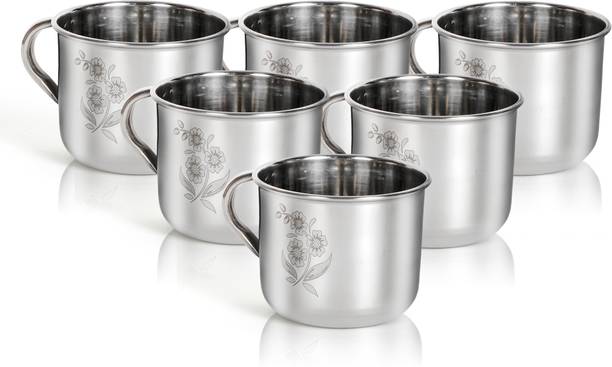 Q4S Premium tea cups set Cup For Tea Coffee , Hot drinks of 140 ml Floral Design स्टेनलेस स्टील