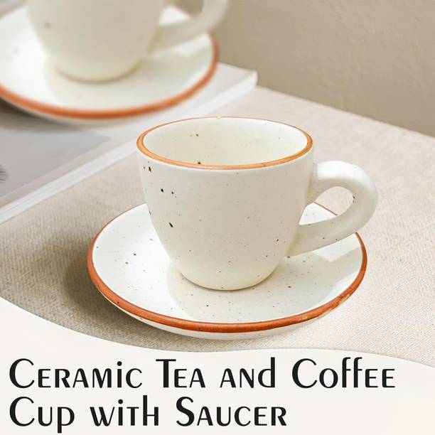 OCEAN STORE Pack of 1 Ceramic Ceramic Tea Cup and Saucer Set | Speckled Coffee Mug Set |Ideal for Home,
