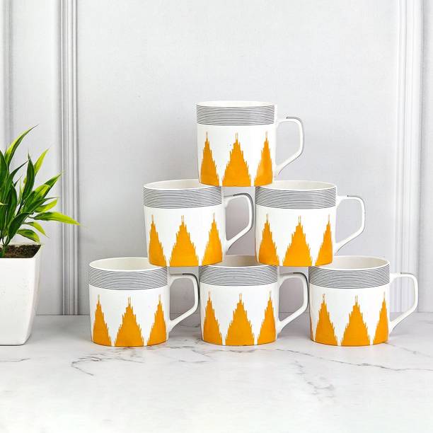 UPC Pack of 6 Bone China Tea Cups Set of 6 Premium Coffee Cup/Mugs New Modern Design