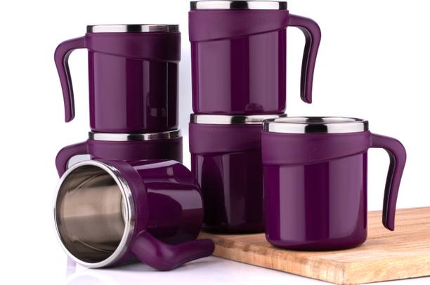 Flipkart SmartBuy Pack of 6 Plastic, Stainless Steel Cup Set, Tea Cups Set, Tea Cup, Tea Cups, Coffee Cup