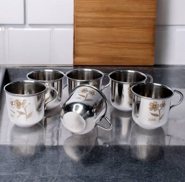 Bluenin Pack of 6 Steel Steel Cup Set 6Pc