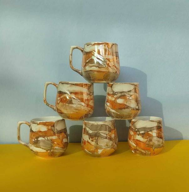 SJS Bone China Tea Cups Set of 6 | Coffee Mugs for Home Office, perfect for gifting