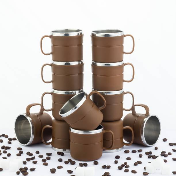 Flipkart SmartBuy Pack of 12 Plastic, Stainless Steel Tea Cups Set / Tea Mug / Tea Cups / Cups / Mugs / Set
