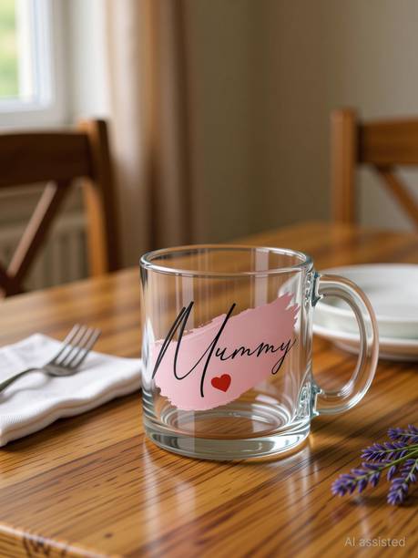 V Kraft Pack of 2 Glass "MUMMY AND DADDY" Unique Transparent Glass Mug Gift for mom dad, anniversary