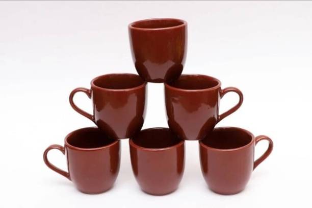 OriginalCeramics Pack of 6 Ceramic Exclusive Brown Shine Tea Cups