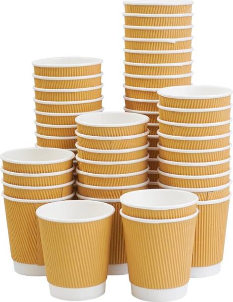 DRUPE WORLD Pack of 50 Paper Disposable Leak Proof For Coffee, Tea, Hot & Cold Beverages