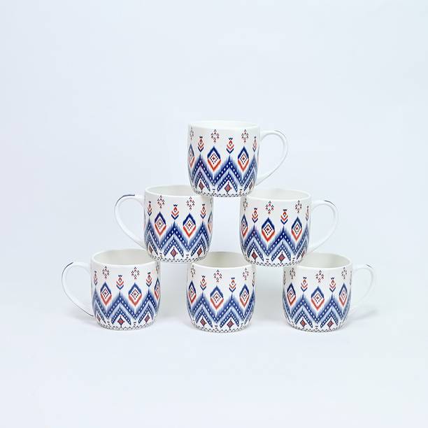 UPC Pack of 6 Ceramic Patterned Ceramic Coffee Mug: Elegance in Every Sip
