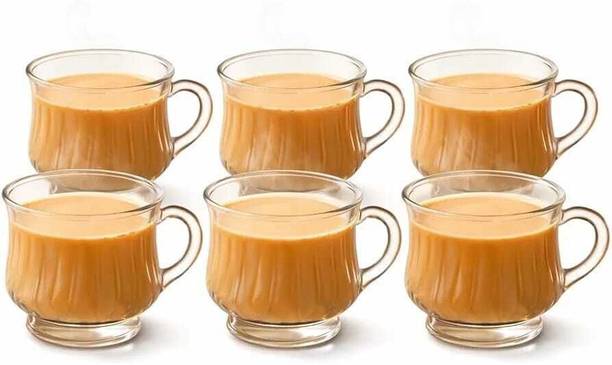 funcry Pack of 6 Glass Clear Transparent Cup Tea & Coffee, Party, Gifting & Daily Use Cups