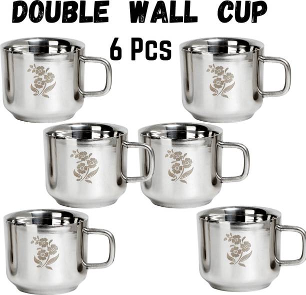 Q4S Cups Double Wall Cups for chai coffee tea cups स्टेनलेस स्टील