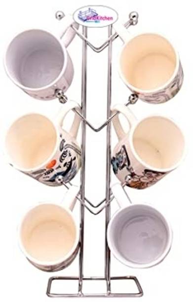 GRIDKITCHEN Pack of 1 Stainless Steel Stainless Steel V Shape Cup Stand Coffee Mug Holder
