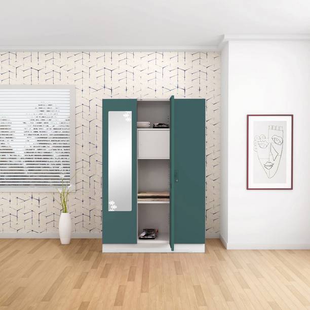 Interio by Godrej Slimline 3 Door with Locker and Star Design Mirror Metal Almirah