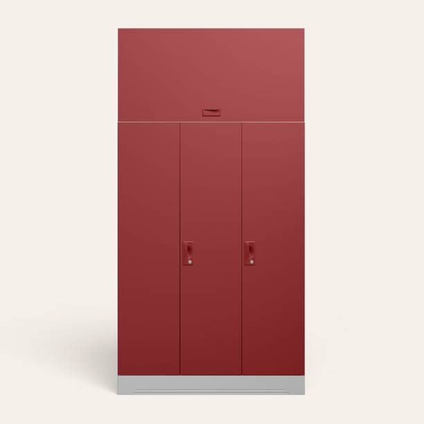 Godrej Interio Slimline 3 Door with Locker, 2 Drawer and Overhead Unit Metal Almirah