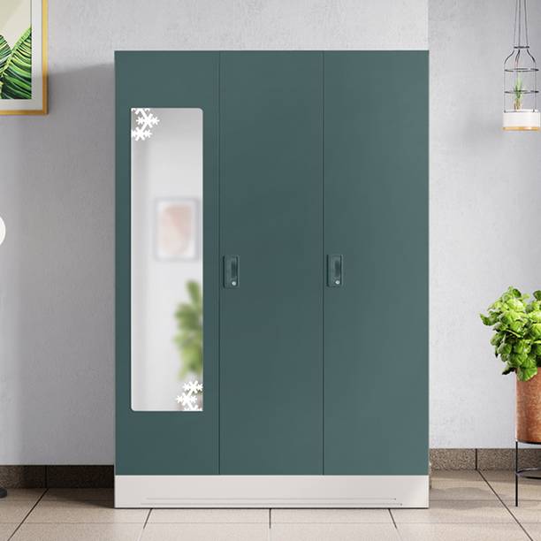 गोदरेज इंटेरियो Slimline 3 Door with Locker, Drawer and Star Design Mirror मेटल अलमारी