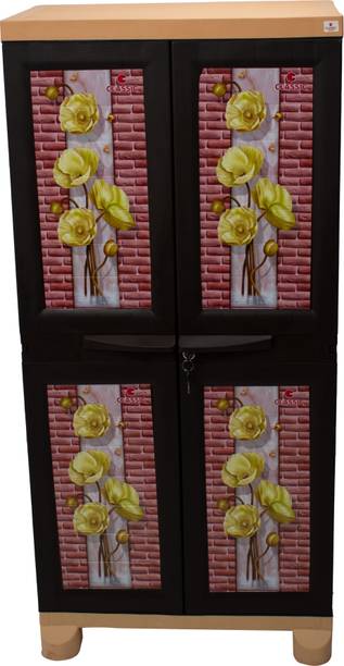 Classic Furniture Liberty 4ft Yellow Flower Brown-Ambergold Plastic 2 Door Wardrobe