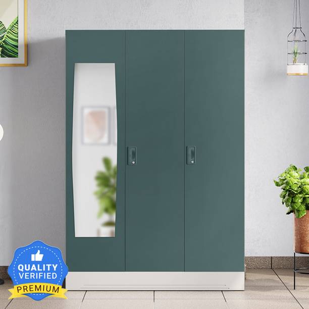 Godrej Interio Slimline 3 Door with Locker, Drawer and Mirror Metal Almirah