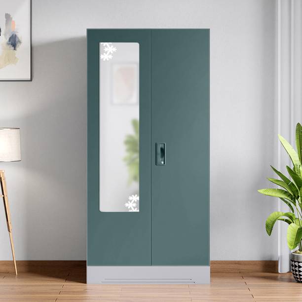 Godrej Interio Slimline 2 Door with Locker and Drawer and Star Design Mirror Metal Almirah