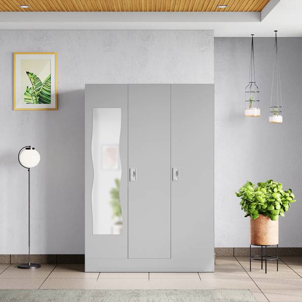 Godrej Interio Slimline 3 Door With Mirror, Locker and Drawer Metal Almirah