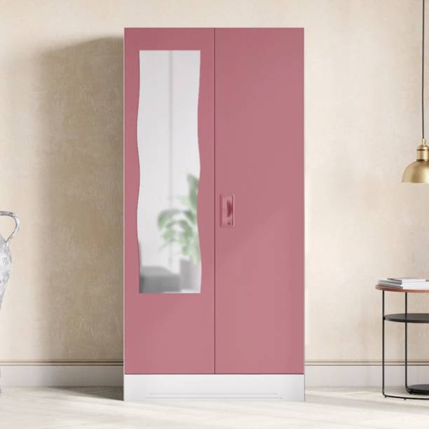 Godrej Interio Slimline 2 Door with 4 Shelves and Curvilinear Mirror Metal Almirah