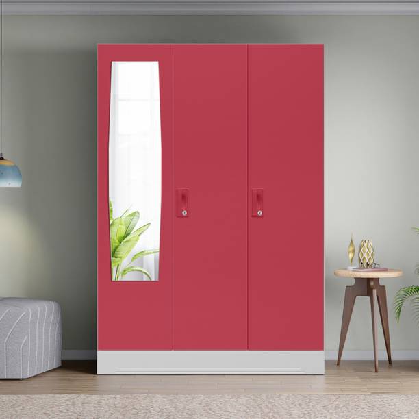 Interio by Godrej 2-Door with Locker and Drawer and Plain Mirror Metal Almirah