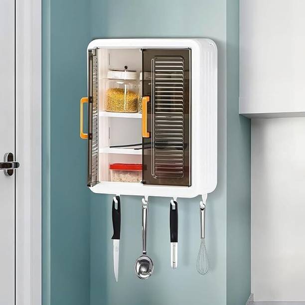 Arowanaa Wall Mounted Multipurpose Storage Cabinet with Transparent Doors Plastic Cupboard