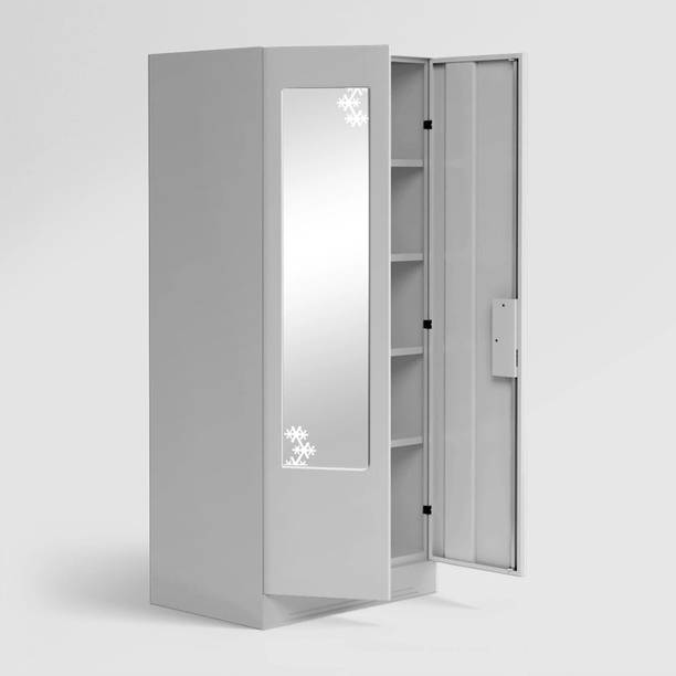 Godrej Interio Slimline 2 Door with 4 Shelves and Star Design Mirror Metal Almirah